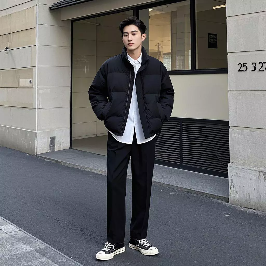 图片[2]-男生“羽绒服+衬衫”保暖帅气，春季就穿这3套，包帅的！-潮男潮北-潮男潮北