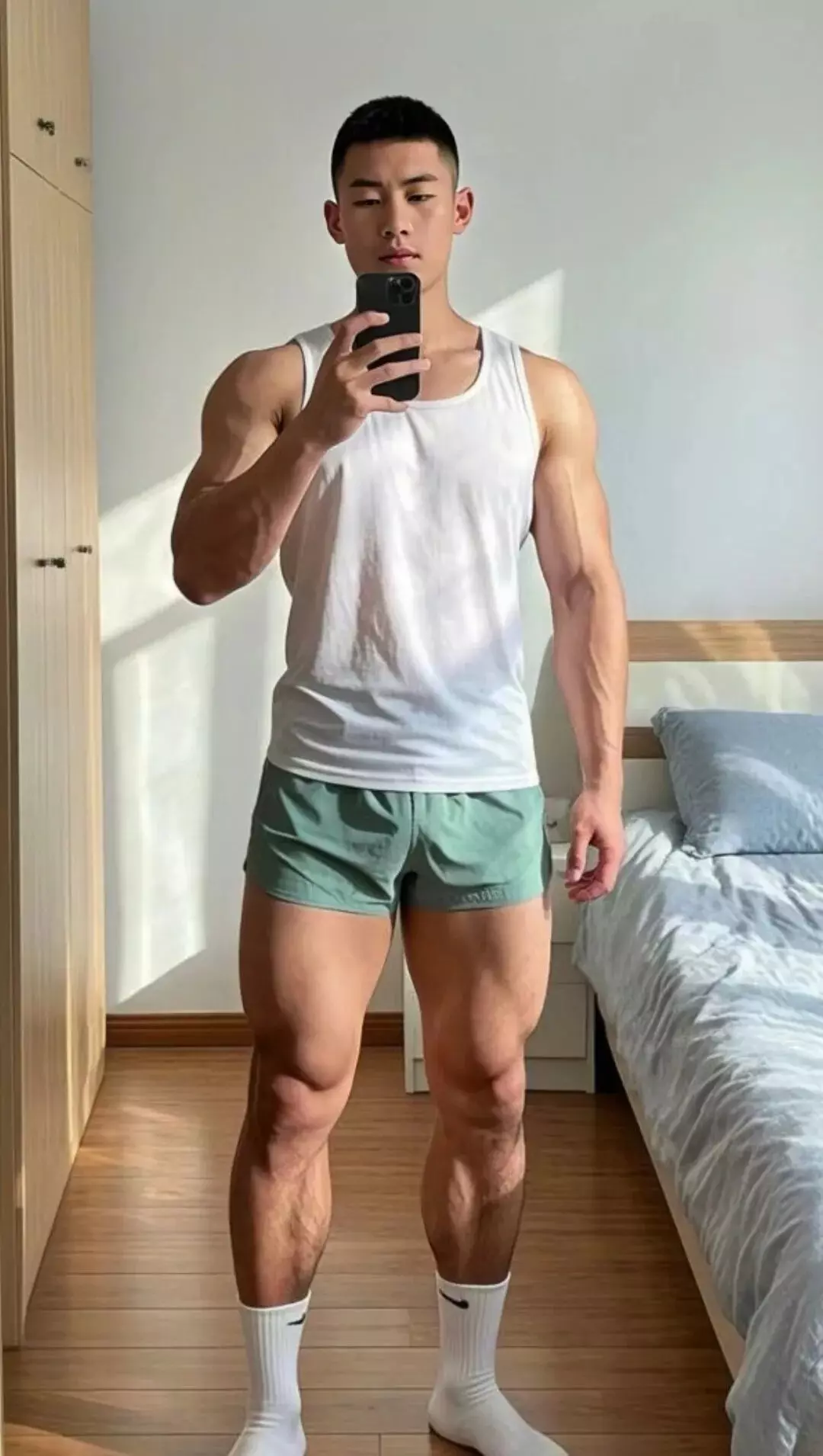 图片[2]-麒麟臂八块腹肌，动力马达粗腿蜂腰翘臀，体育生大爷们让人垂涎三尺-小蓝短视频